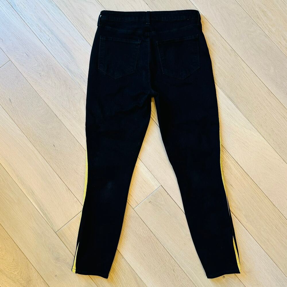 L'Agence Margot Skinny Jeans Black Shimmering Gold Stripe Sz 28 - Picture 5 of 8